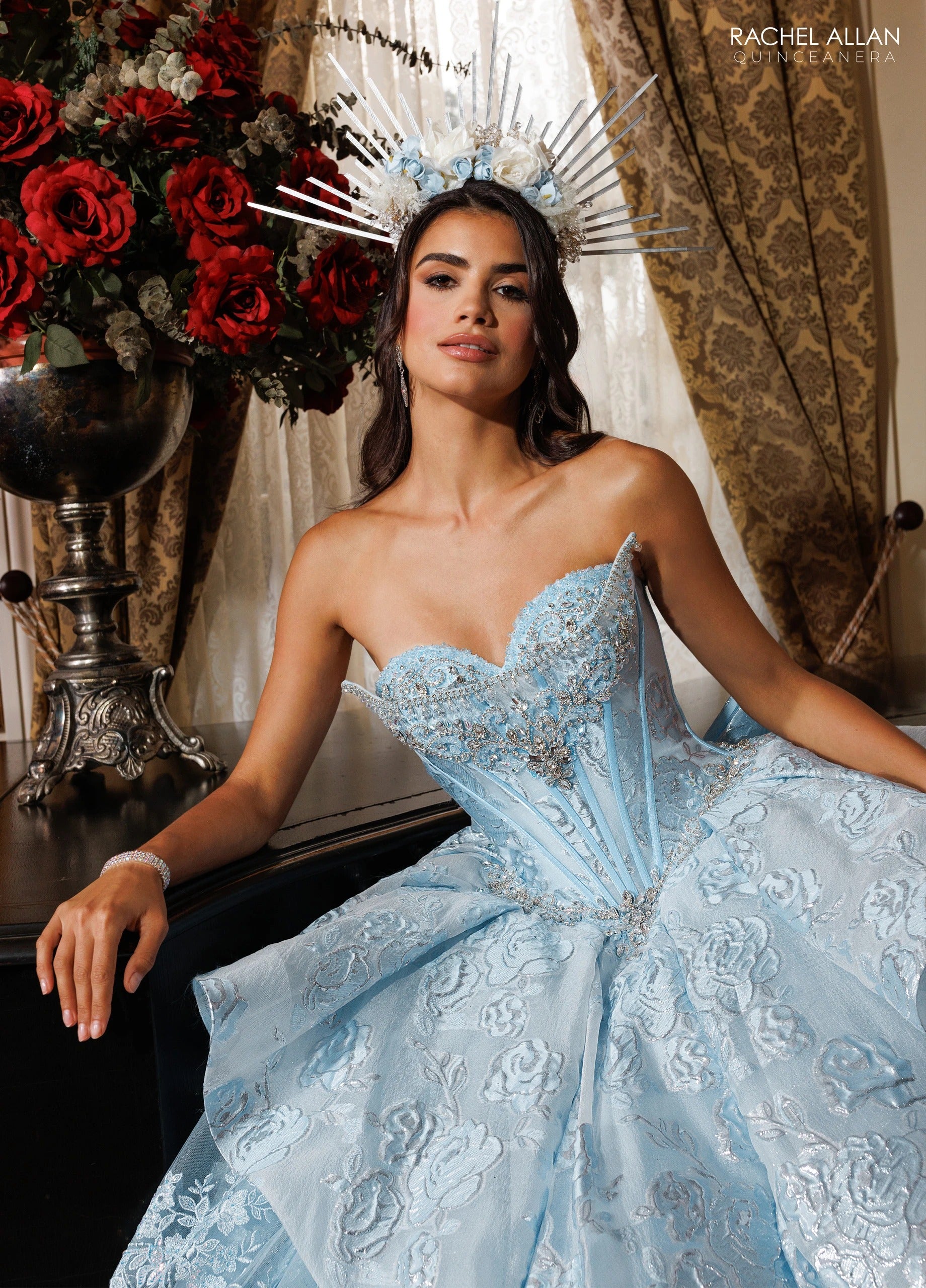 Off-the-Shoulder Floor-Length with T in Tulle Quinceañe Ball Gown Rachel Allan RQ6020