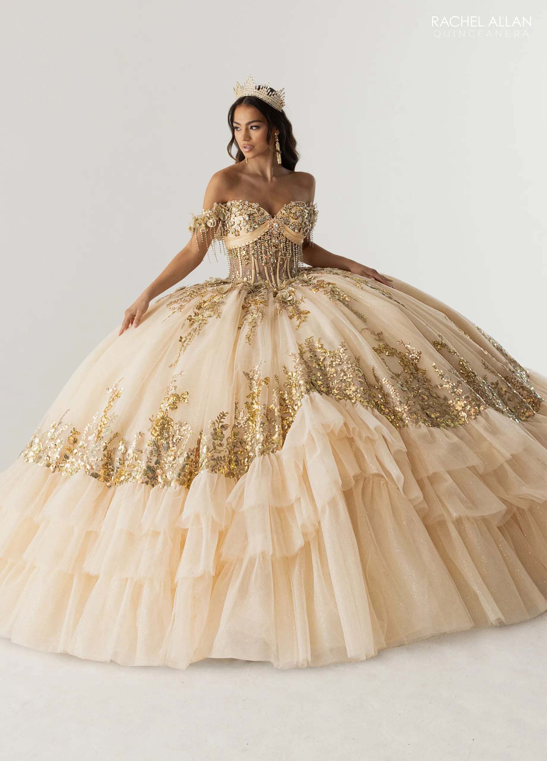 Off-the-Shoulder Floor-Length Tulle Gown Rachel Allan RQ6012  The Dress  Outlet