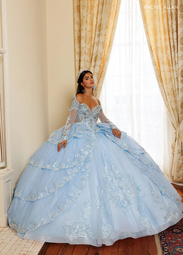 Off-the-Shoulder Floor-Length Tulle Quinceañe Ball Gown Rachel Allan RQ3182