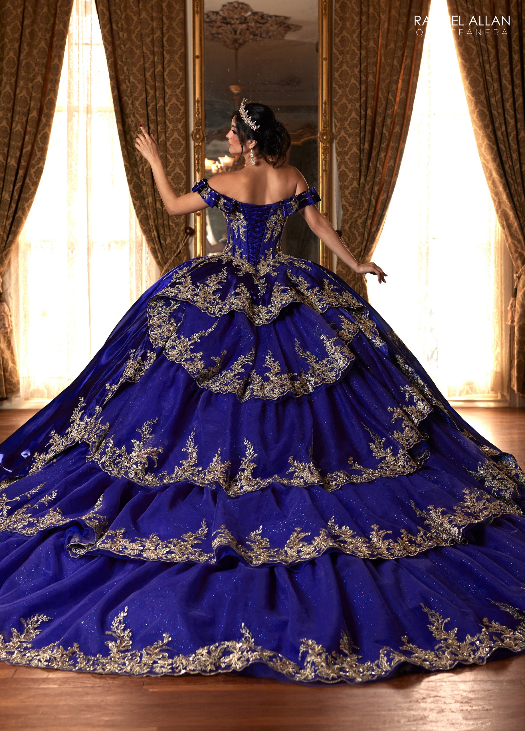 purple and gold quince dresses Rachel Allan RQ3151 Beaded Ball Gown Long Quinceanera Dress