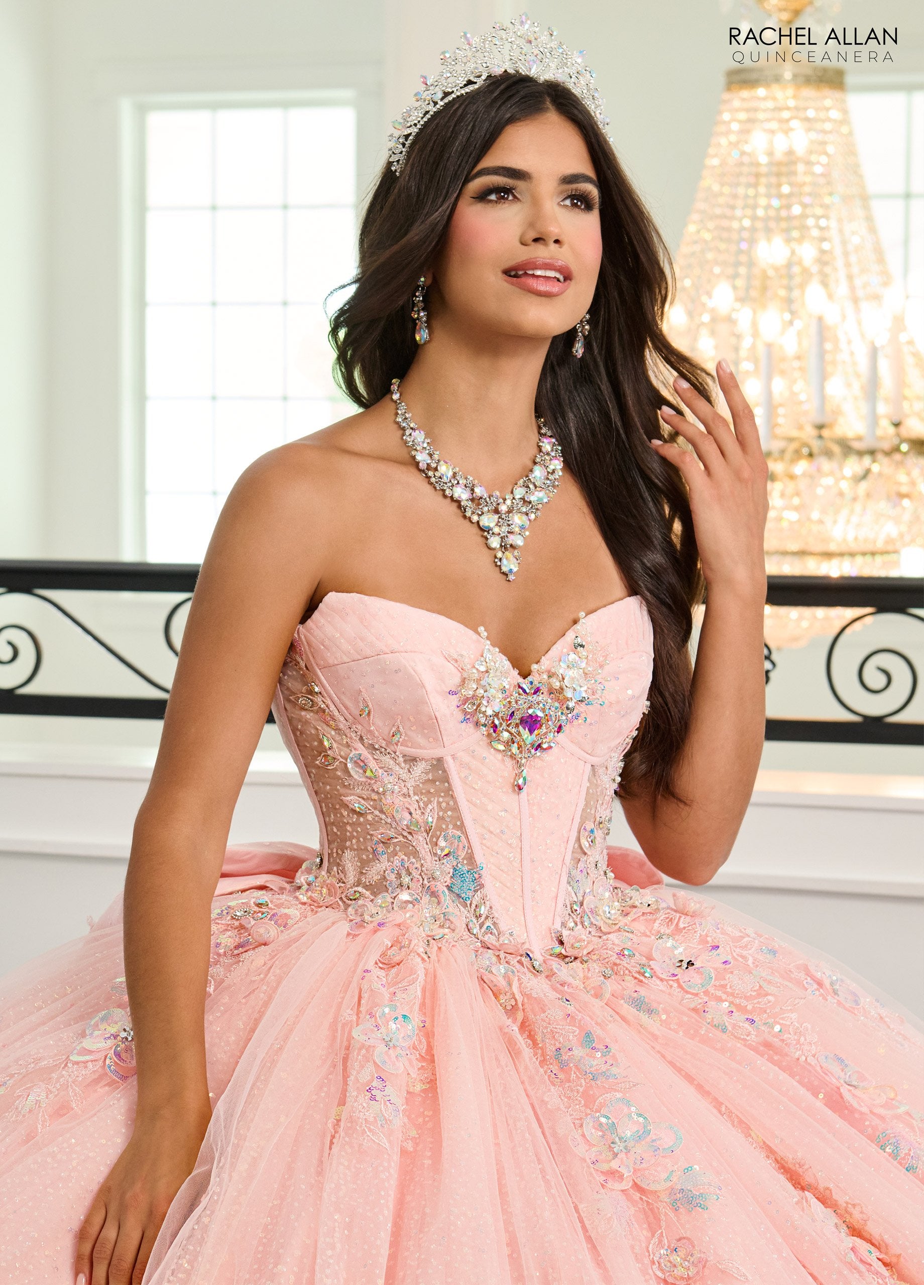 Quinceniera Dresses Sweet 16 Long Glitter Quinceanera Dress  Blush