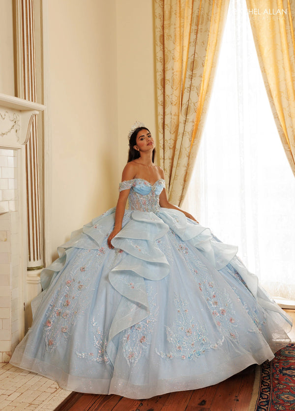 Off-the-Shoulder Floor-Length Tulle Quinceañe Ball Gown Rachel Allan RQ3185