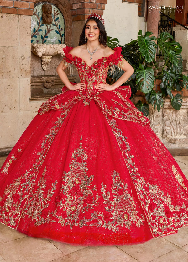 Sweetheart Floor Length Glitter Tulle Quinceanera Ball Gown Rachel Allan RQ3137