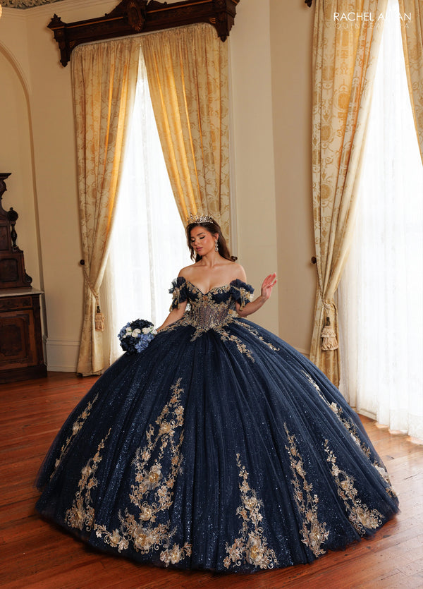 Off-the-Shoulder Floor-Length Tulle Quinceañe Ball Gown Rachel Allan RQ3181