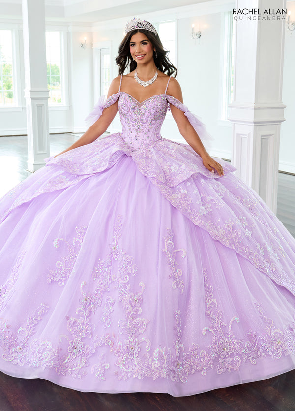 Rachel Allan RQ3147 Long Bow Glitter Ball Gown Quinceanera Dress