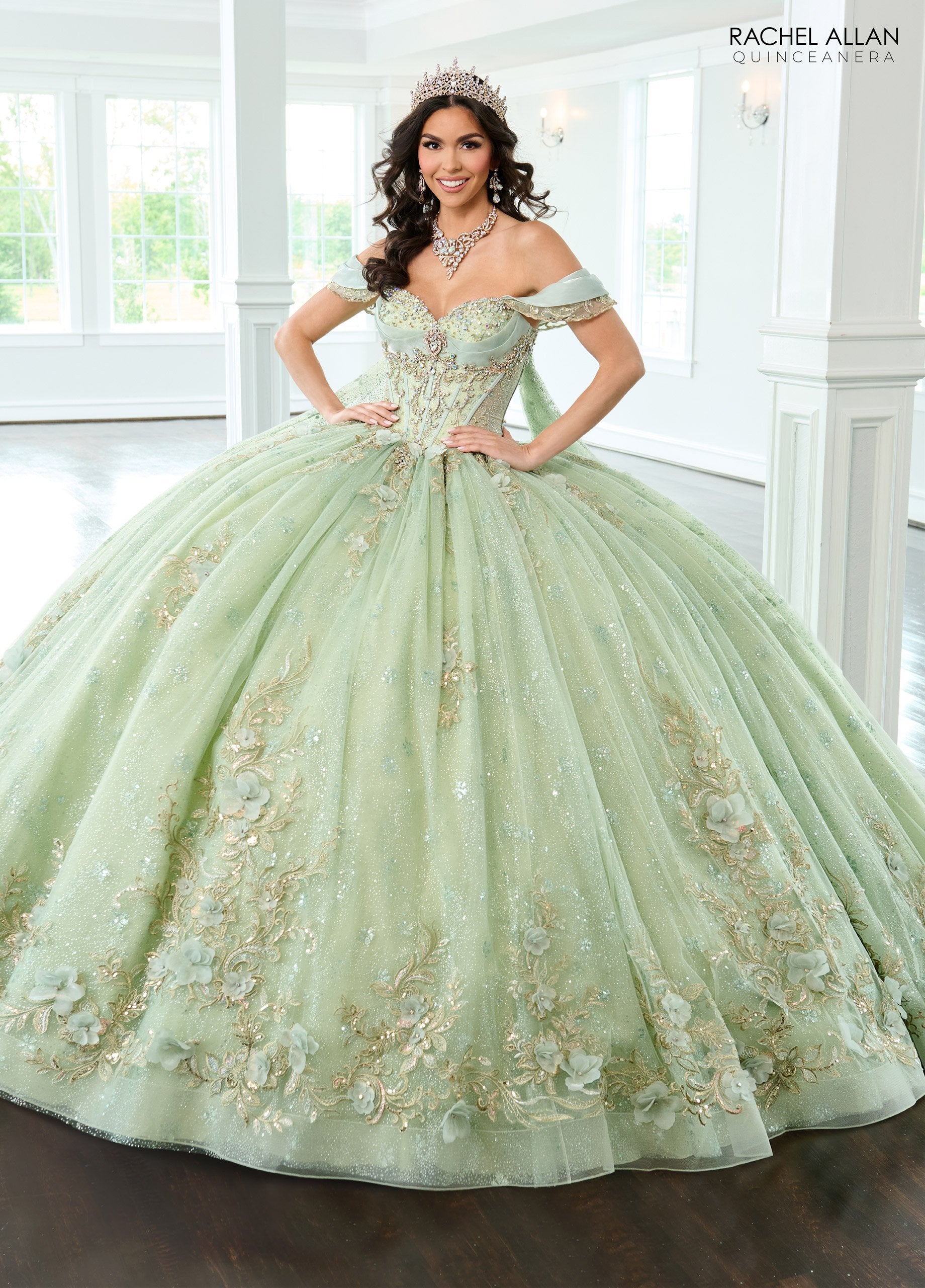 strapless open back dress Rachel Allan RQ3146 Ball Gown Long Glitter Overskirt Quinceanera Dress –  The Dress Outlet