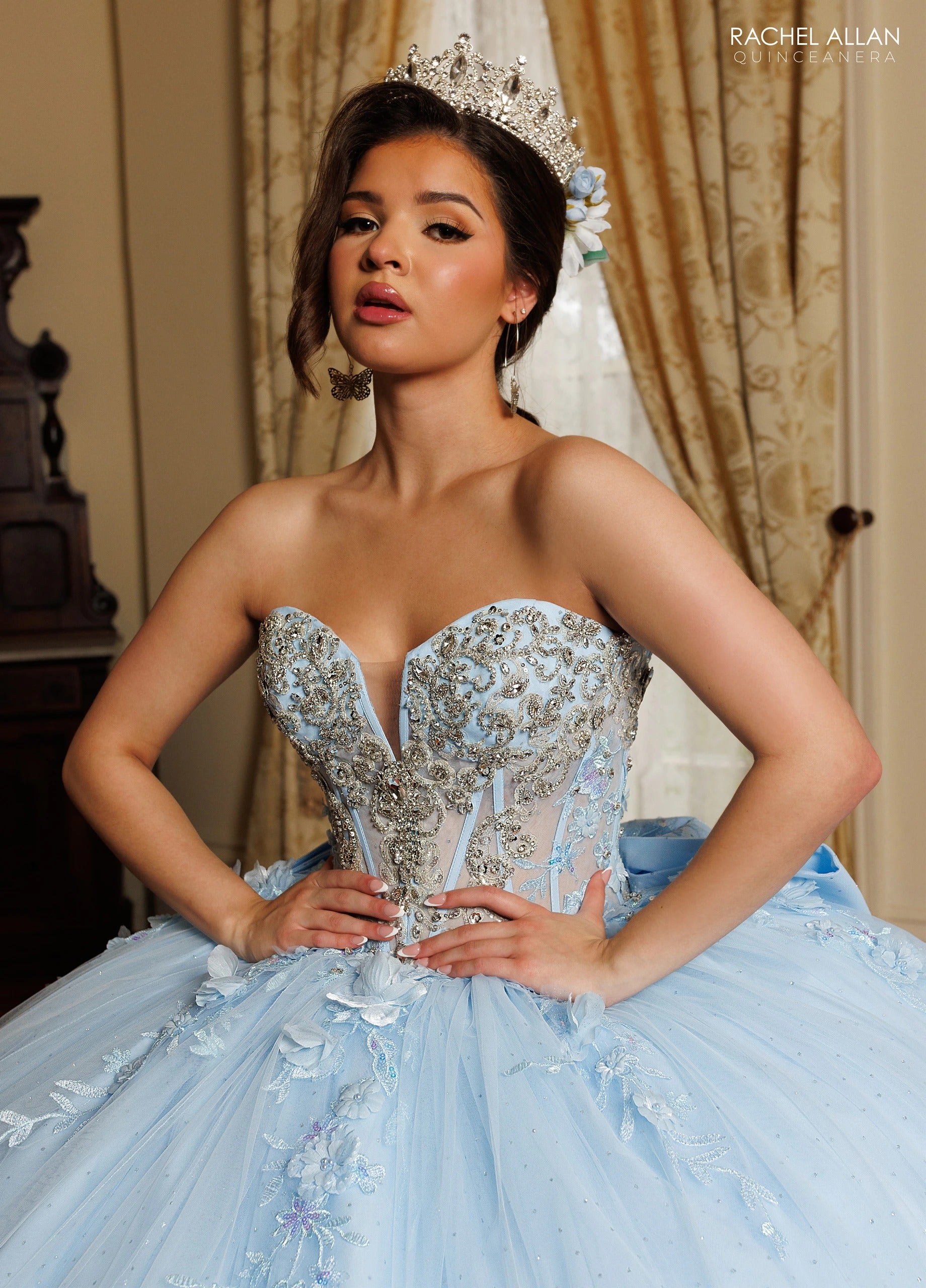 Off-the-Shoulder Floor-Length with T in Tulle Quinceañe Ball Gown Rachel Allan RQ3180