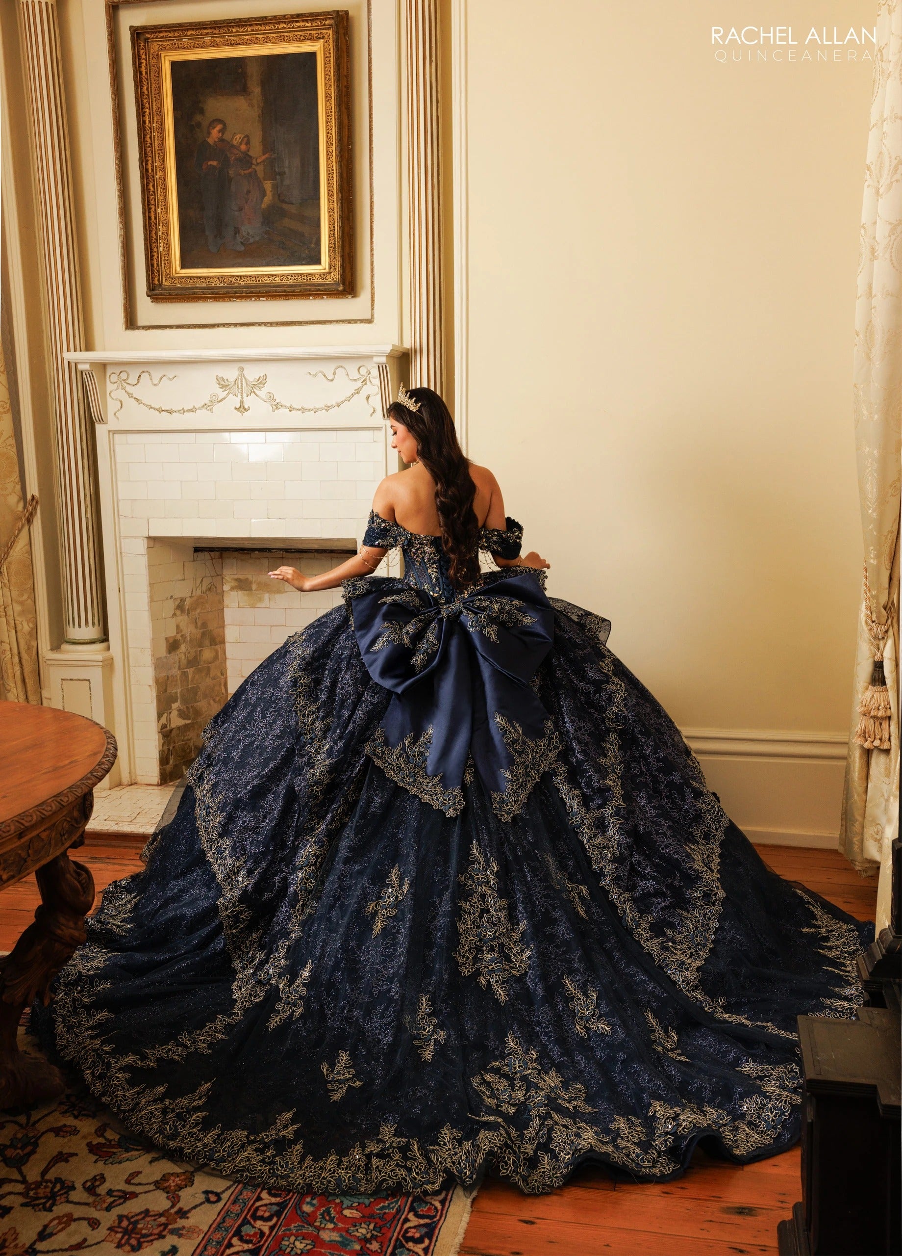 Off-the-Shoulder Floor-Length with T in Tulle Quinceañe Ball Gown Rachel Allan RQ3188
