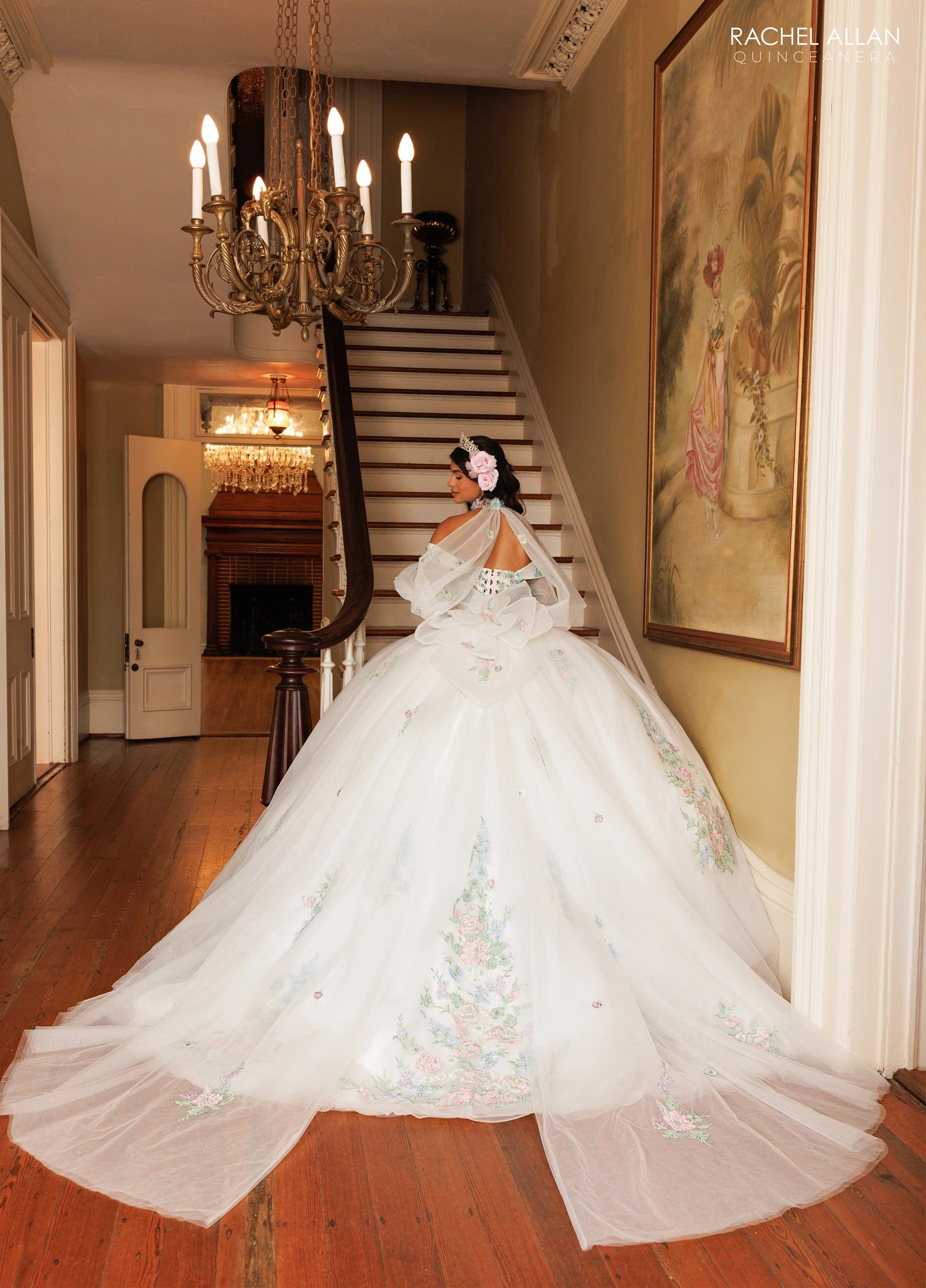 Off-the-Shoulder Floor-Length with T in Tulle Quinceañe Ball Gown Rachel Allan RQ3186