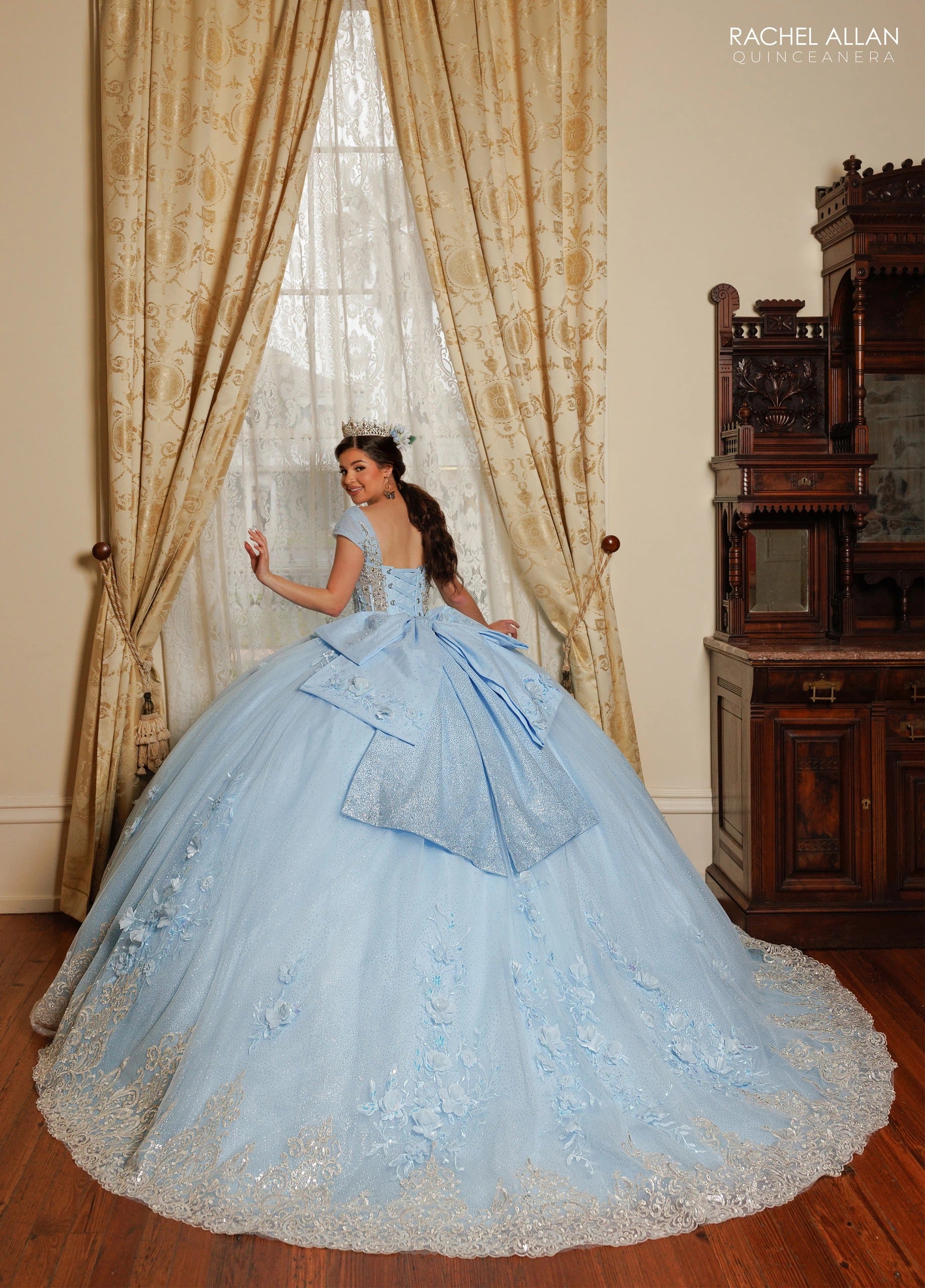 Off-the-Shoulder Floor-Length with T in Tulle Quinceañe Ball Gown Rachel Allan RQ3180