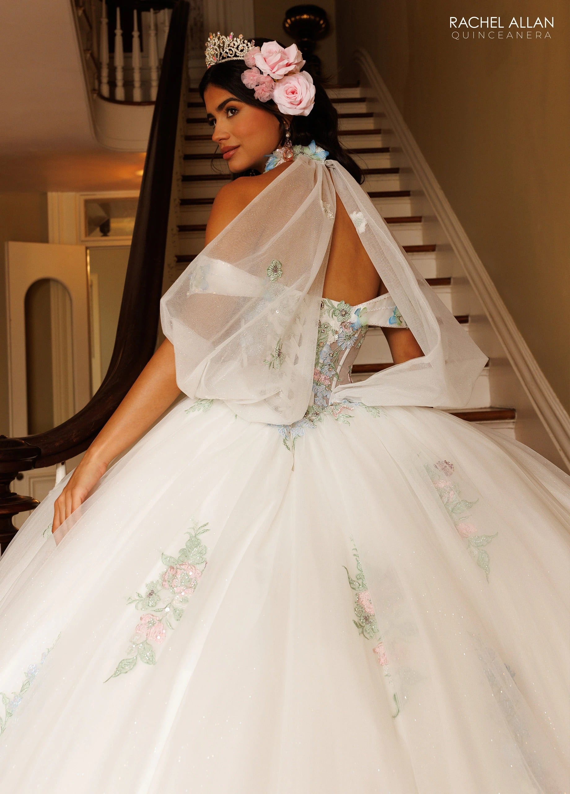 Off-the-Shoulder Floor-Length with T in Tulle Quinceañe Ball Gown Rachel Allan RQ3186