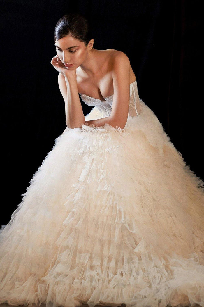 Andrea & Leo A0767W Long Ombre Wedding Dress Bridal Ivory