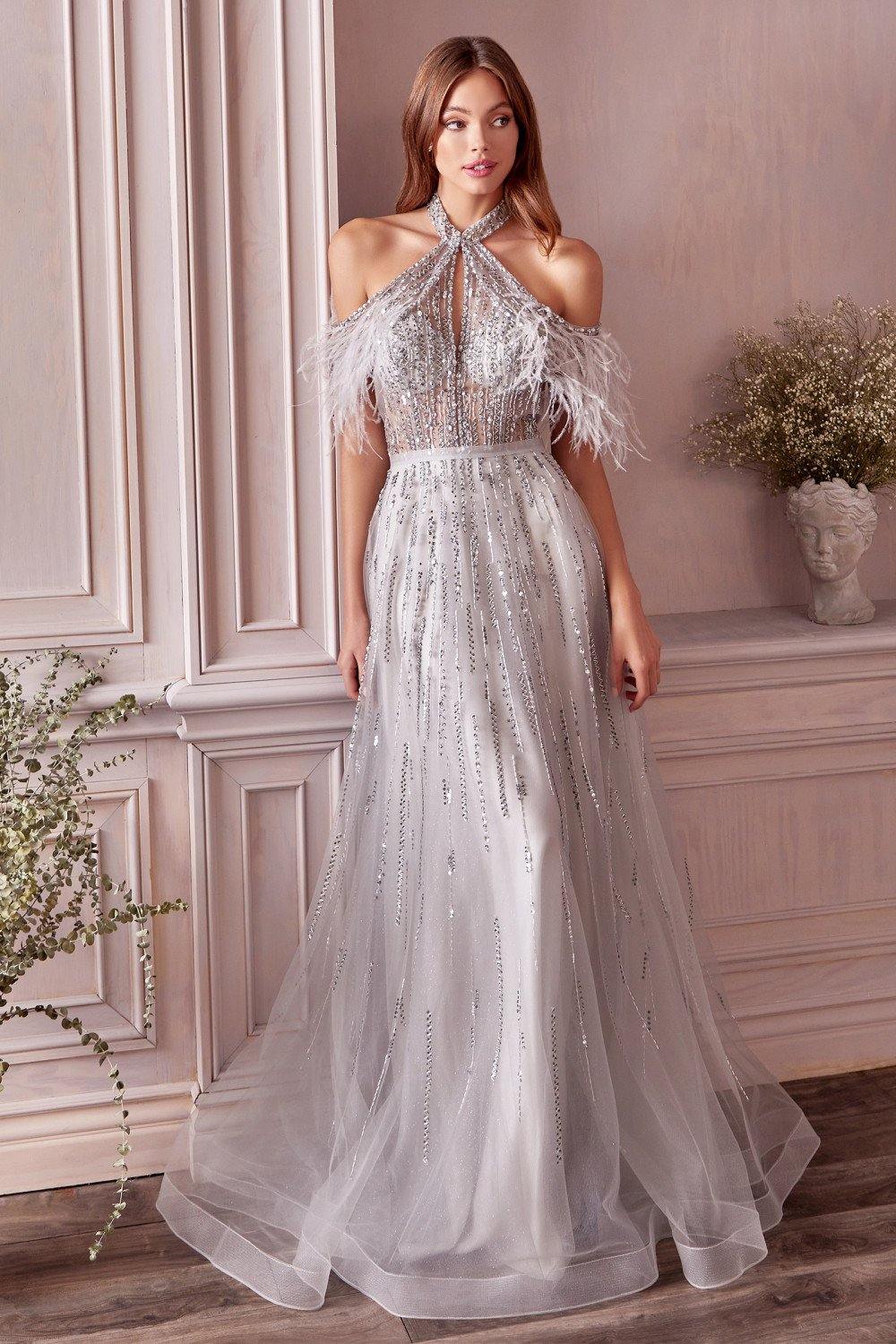 Andrea & Leo A1023 Feather Prom Long Dress