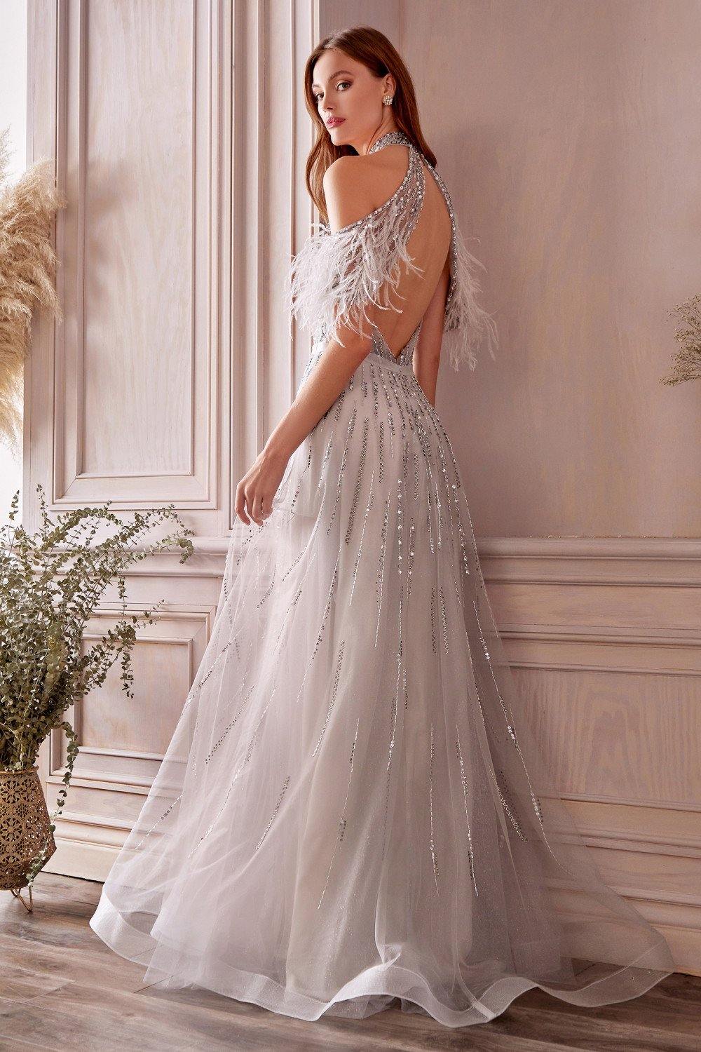 Andrea & Leo A1023 Feather Prom Long Dress