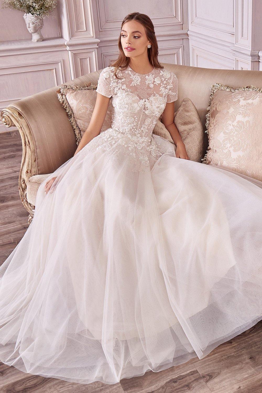 Andrea & Leo A1026 Prom Long Short Sleeve Wedding Dress