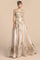 Andrea & Leo CDA0081 Metallic Flora Long Prom Dress Champagne