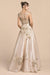 Andrea & Leo CDA0081 Metallic Flora Long Prom Dress Champagne