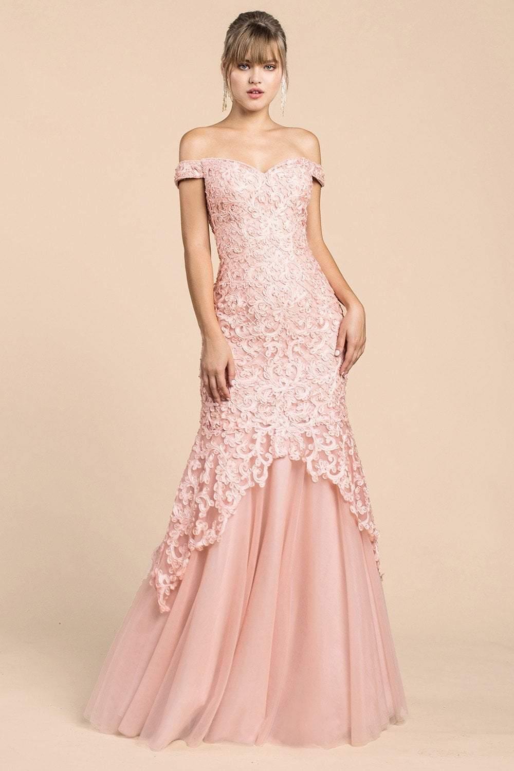 Andrea & Leo CDA0401 Long Prom Mermaid Dress Blush