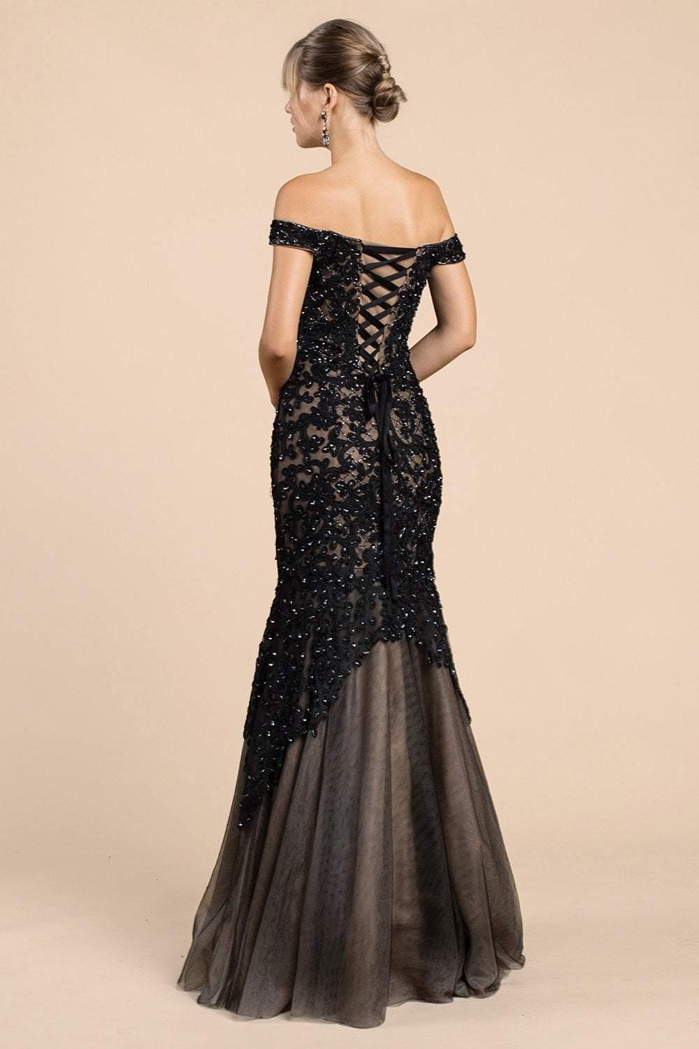 Andrea & Leo CDA0401 Long Prom Mermaid Dress Black Nude