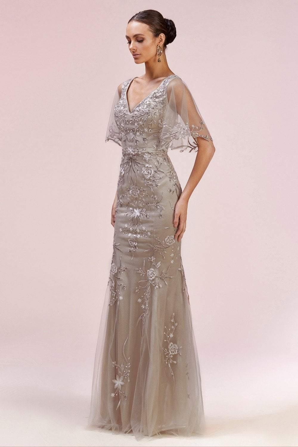 Andrea & Leo CDA0553 Fit and Flare Long Prom Gown Greige