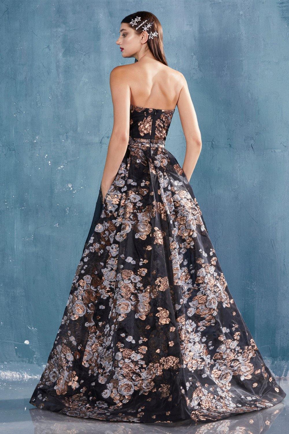 Copper Black Andrea & Leo CDA0783 Strapless Sheet Long Prom Dress for ...