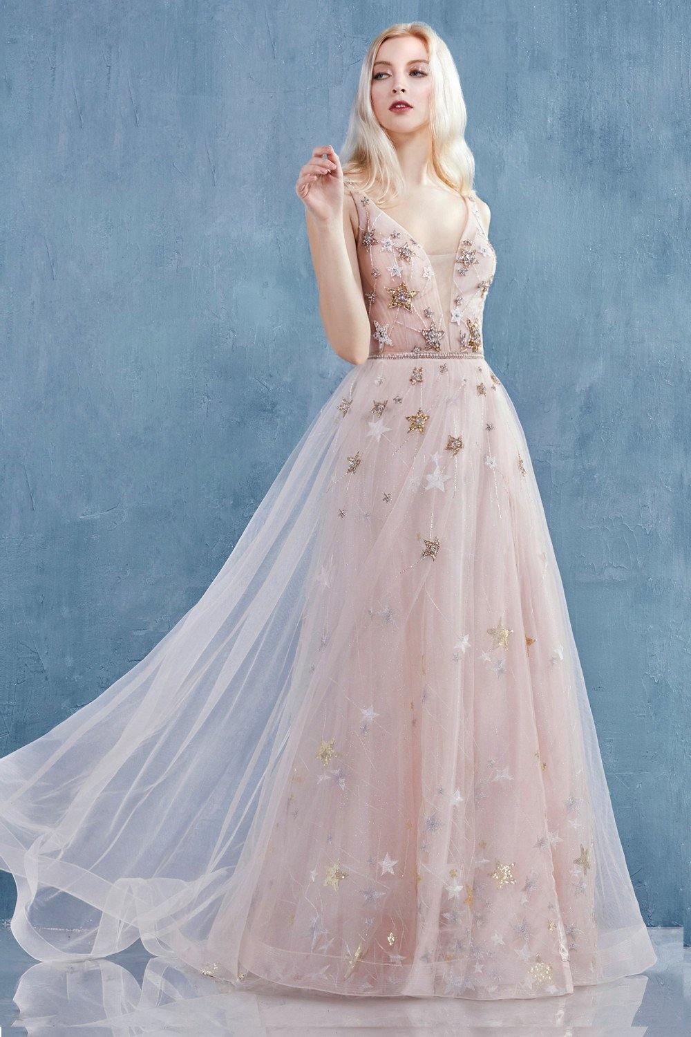 Andrea & Leo CDA0827 Starry Beaded Long Prom Dress