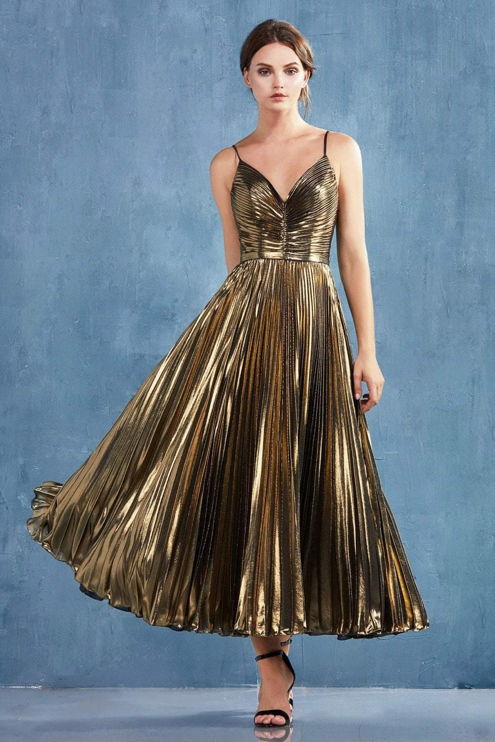 Andrea & Leo CDA0863 Prom Long Dress Evening Gown Gold