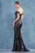 Andrea & Leo CDA0918 Long Formal Prom Dress Evening Gown Black Print