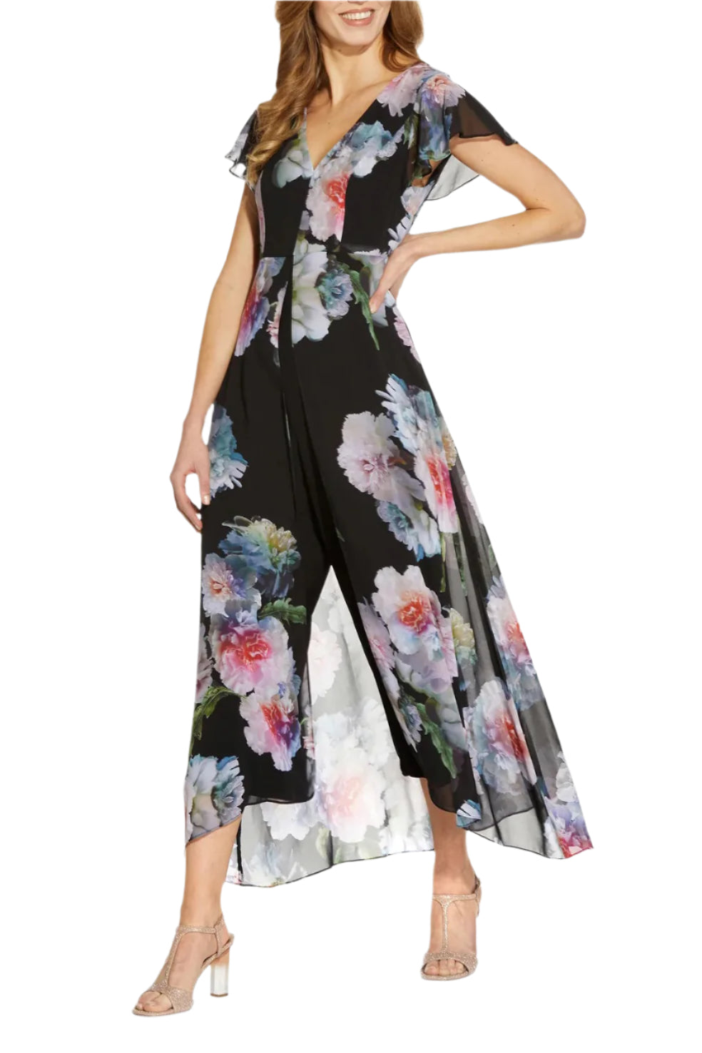 Adrianna Papell AP1D104440 Long Formal Printed Overlay Jumpsuit