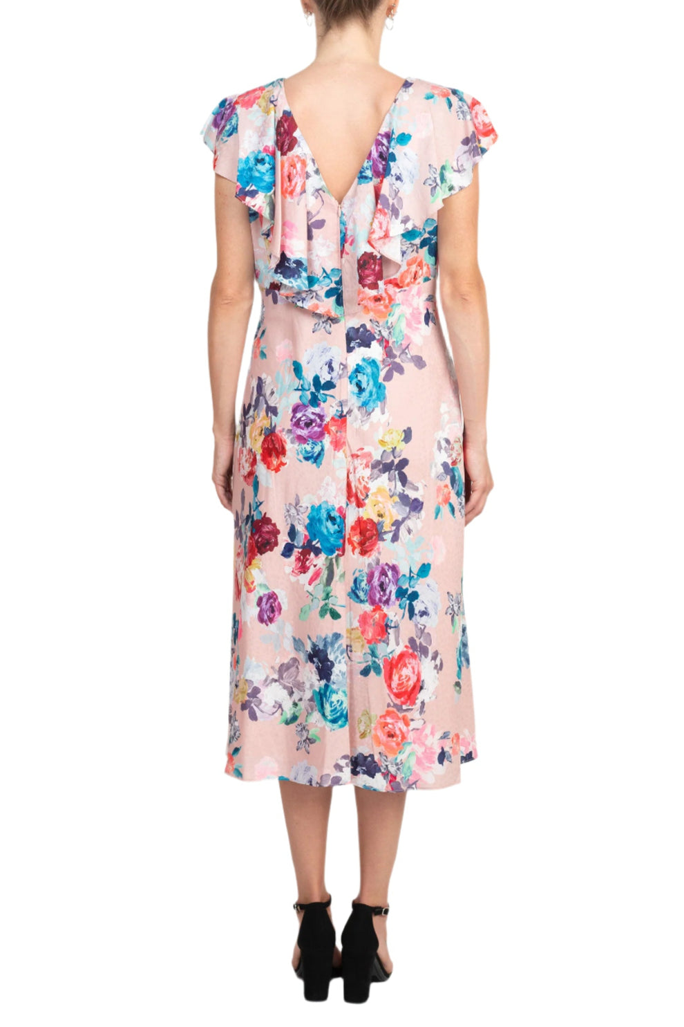 Adrianna Papell AP1D104619 Short Floral Print Cocktail Midi Dress