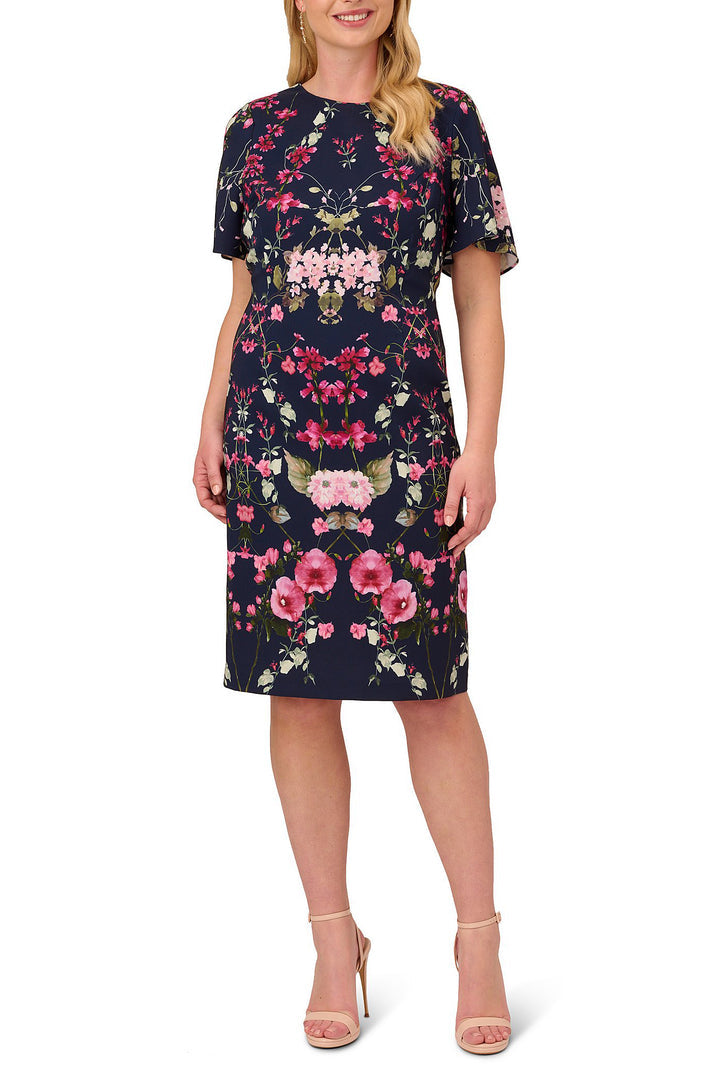 Adrianna Papell AP1D104781 Short Floral Print Knee Length Cocktail Dress