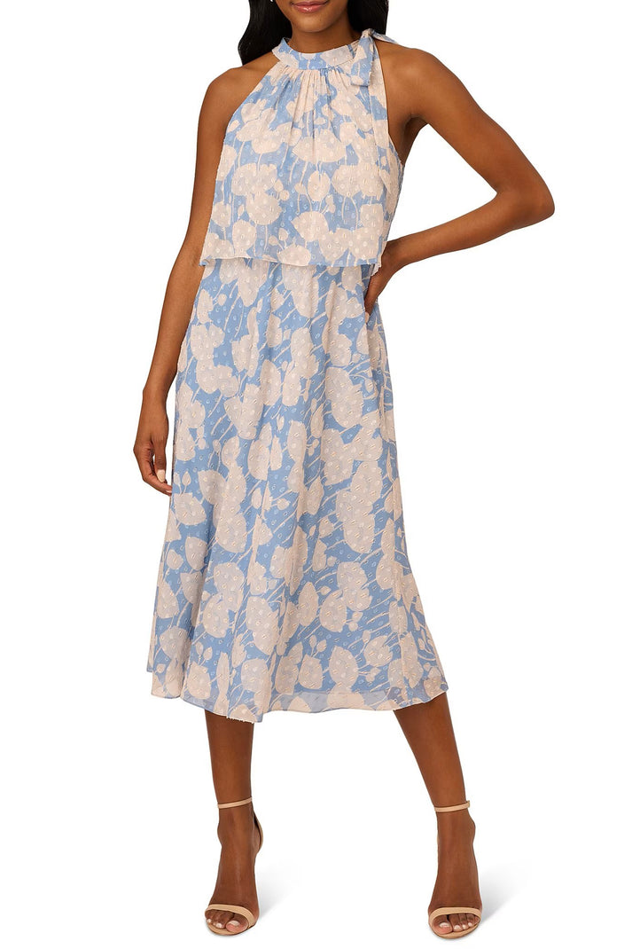 Adrianna Papell AP1D104939 Short Cocktail Floral Print Midi Length Dress