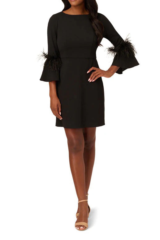 Adrianna Papell AP1D105175 Feather Short Fitted Cocktail Dress