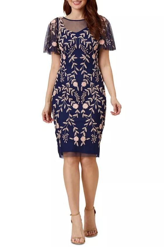Adrianna Papell AP1E205858 Short Fitted Sequin Knee Length Dress