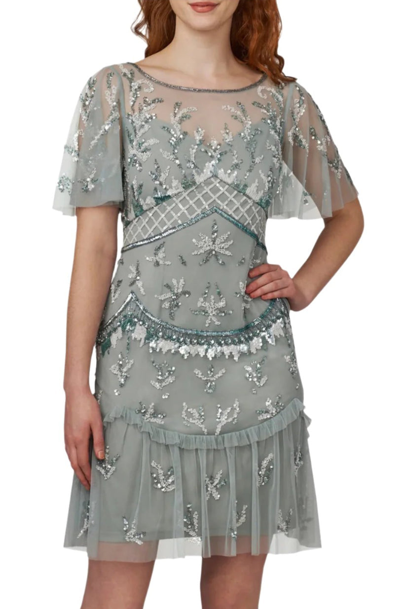 Adrianna Papell AP1E209503 Short Flutter Sleeve Cocktail Dress