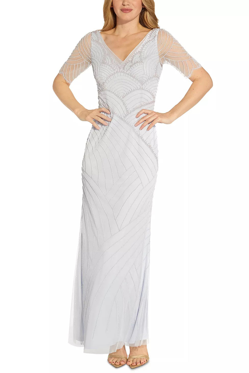 Adrianna Papell AP1E209642 Long Formal Beaded Evening Dress