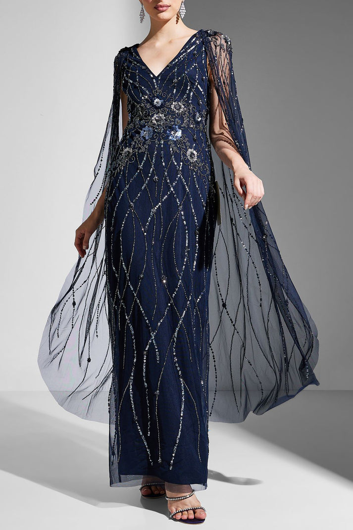 Adrianna Papell AP1E210623 Long Formal Cape Evening Dress