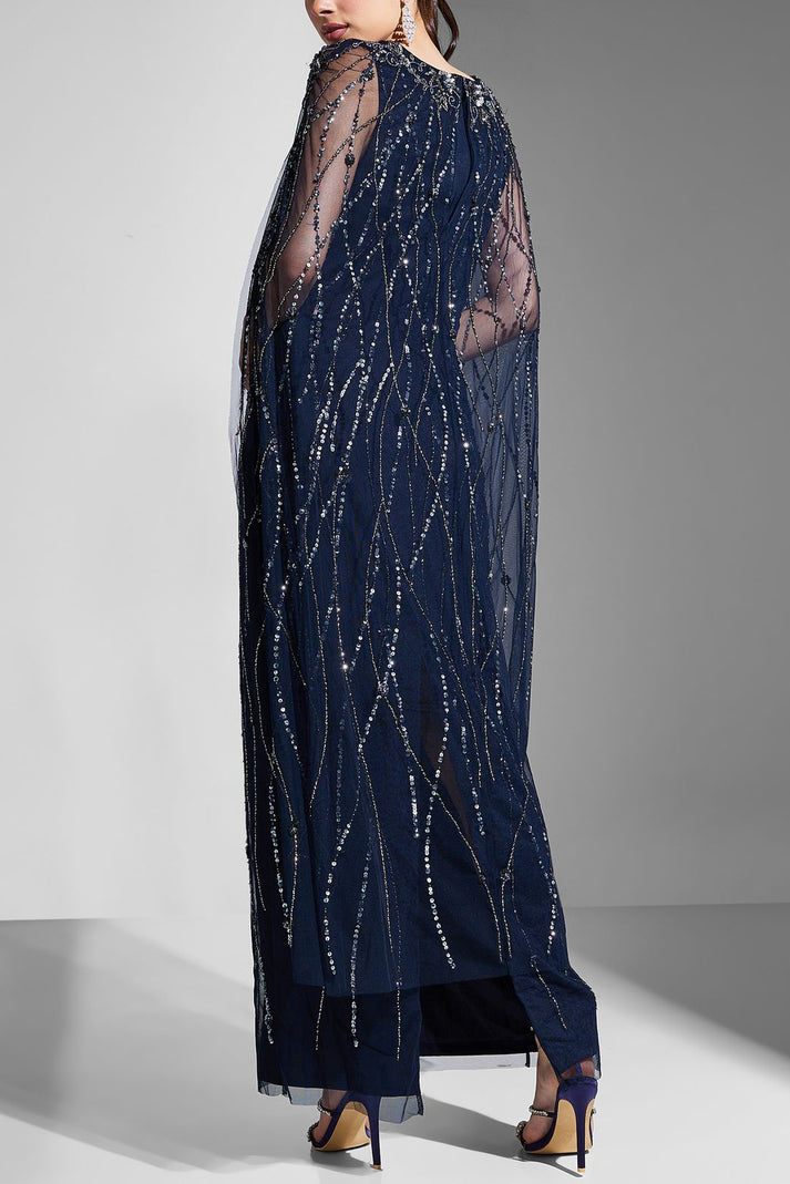 Adrianna Papell AP1E210623 Long Formal Cape Evening Dress