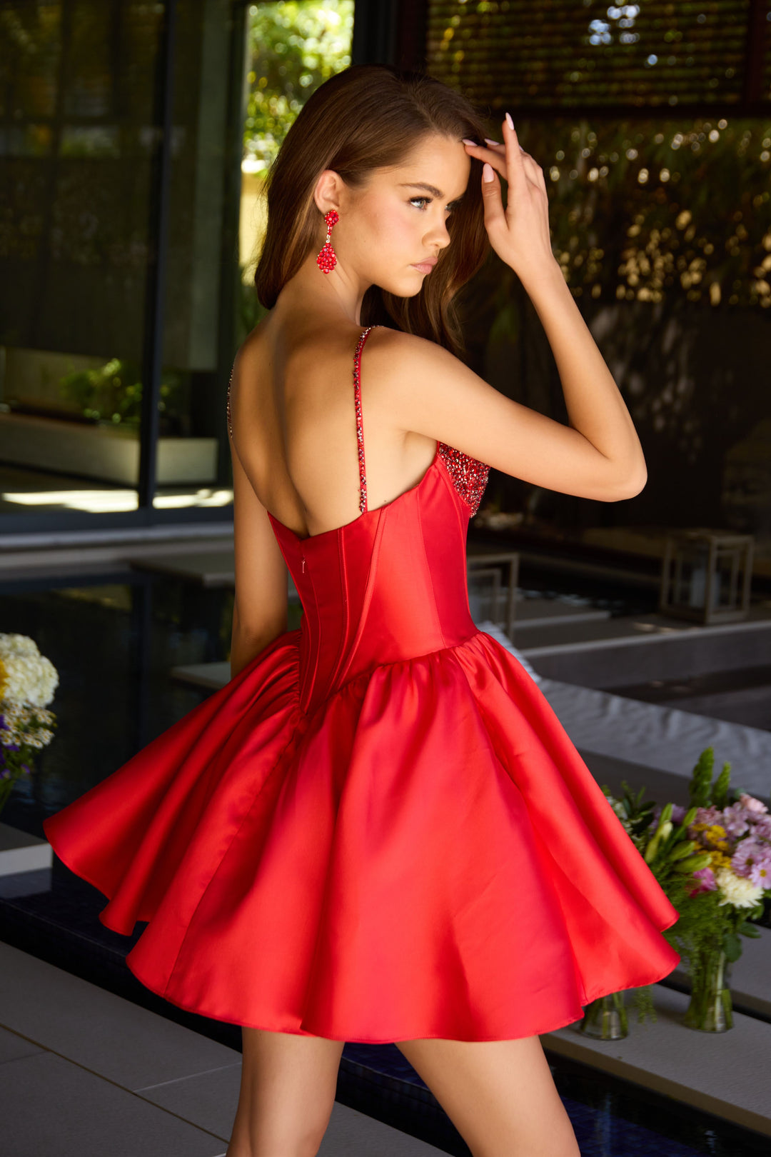 Sweetheart Mini Satin Cocktail Fit & Flare Ava Presley 42380