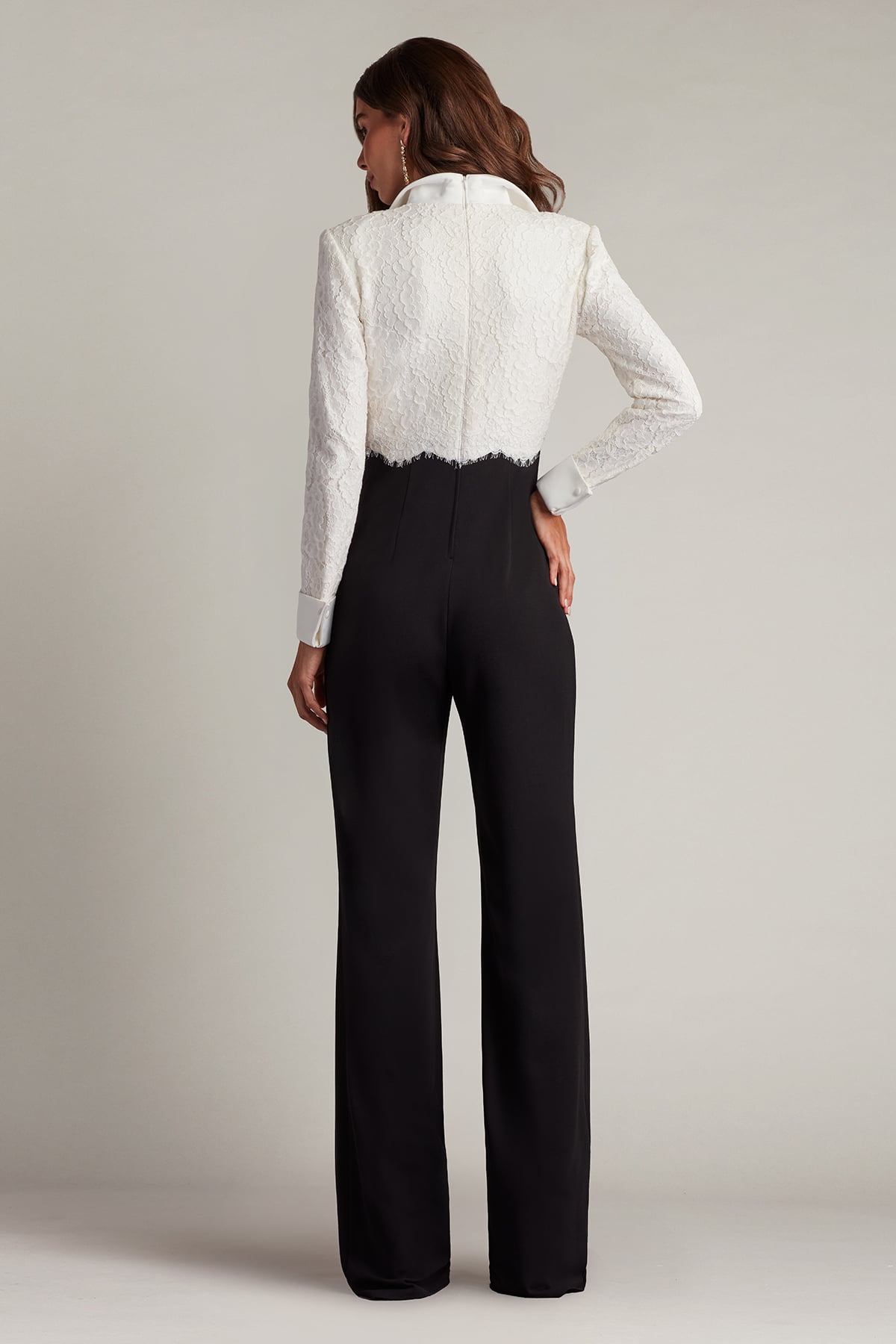 Jumpsuit Long Sleeve Formal Jumpsuit Ivory/Black
