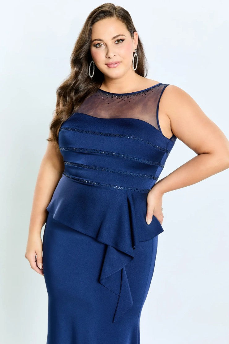 Montage 120903 Long Peplum Ruffle Formal Dress