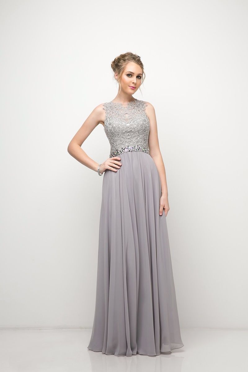 Formal Dresses Long Formal Lace Applique Beaded Evening Dress Silver