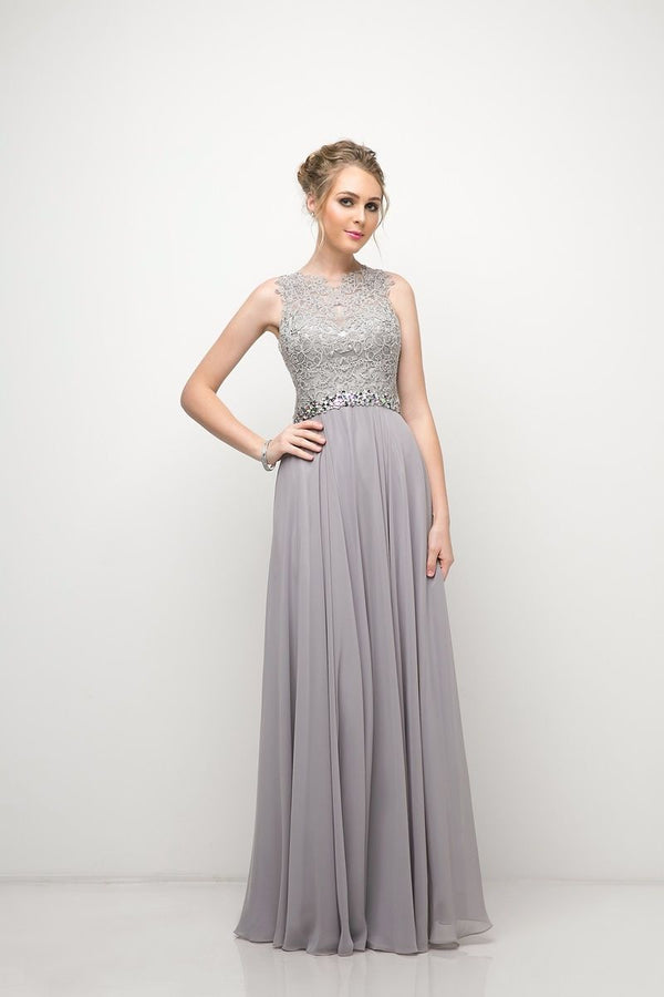 LaDivine B1601 Long Formal Lace Applique Beaded Evening Dress