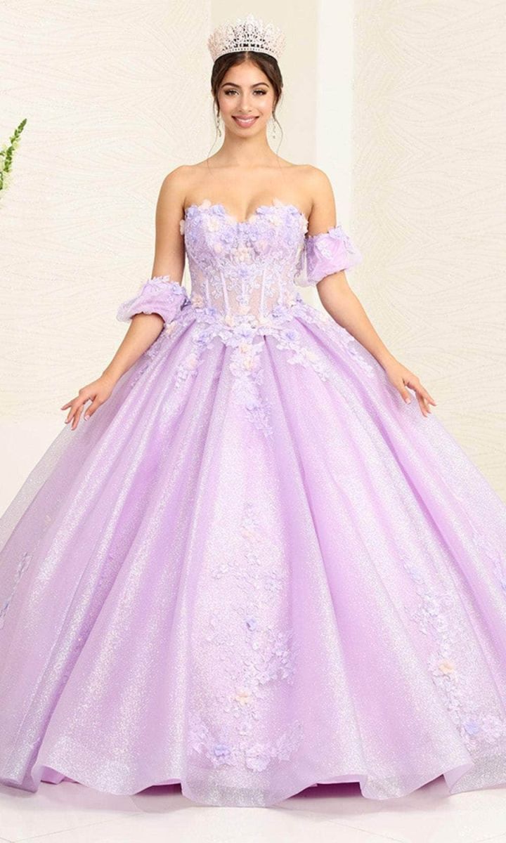 Off-the-Shoulder Floor-Length Tulle Quinceañera Ball Gown May Queen LK245
