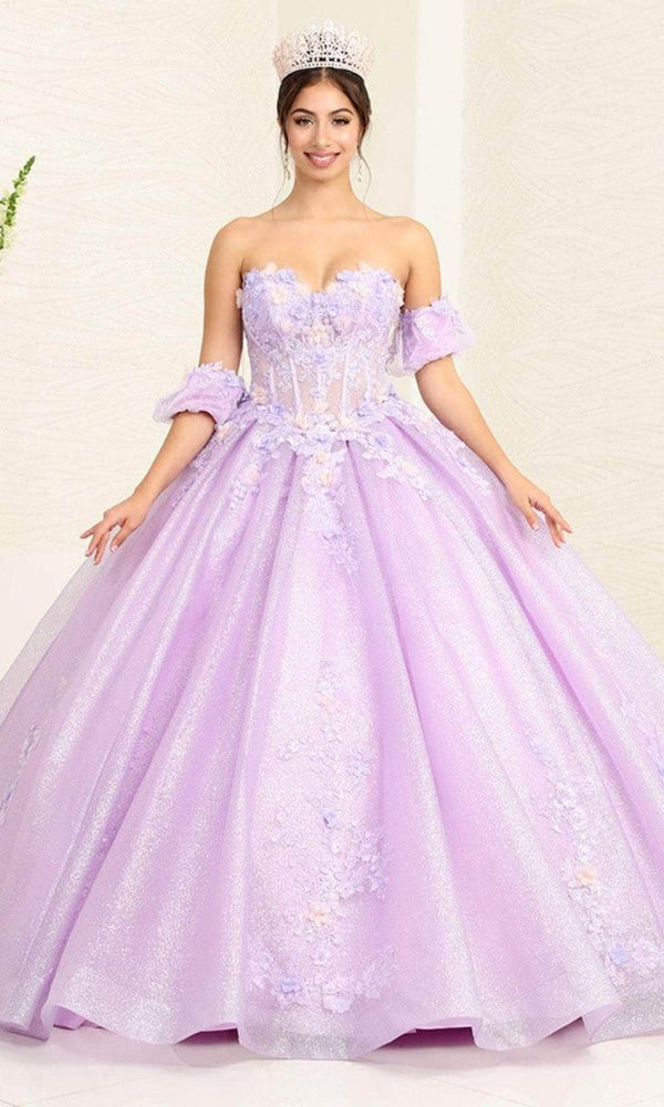 Off-the-Shoulder Floor-Length Tulle Quinceañera Ball Gown May Queen LK245