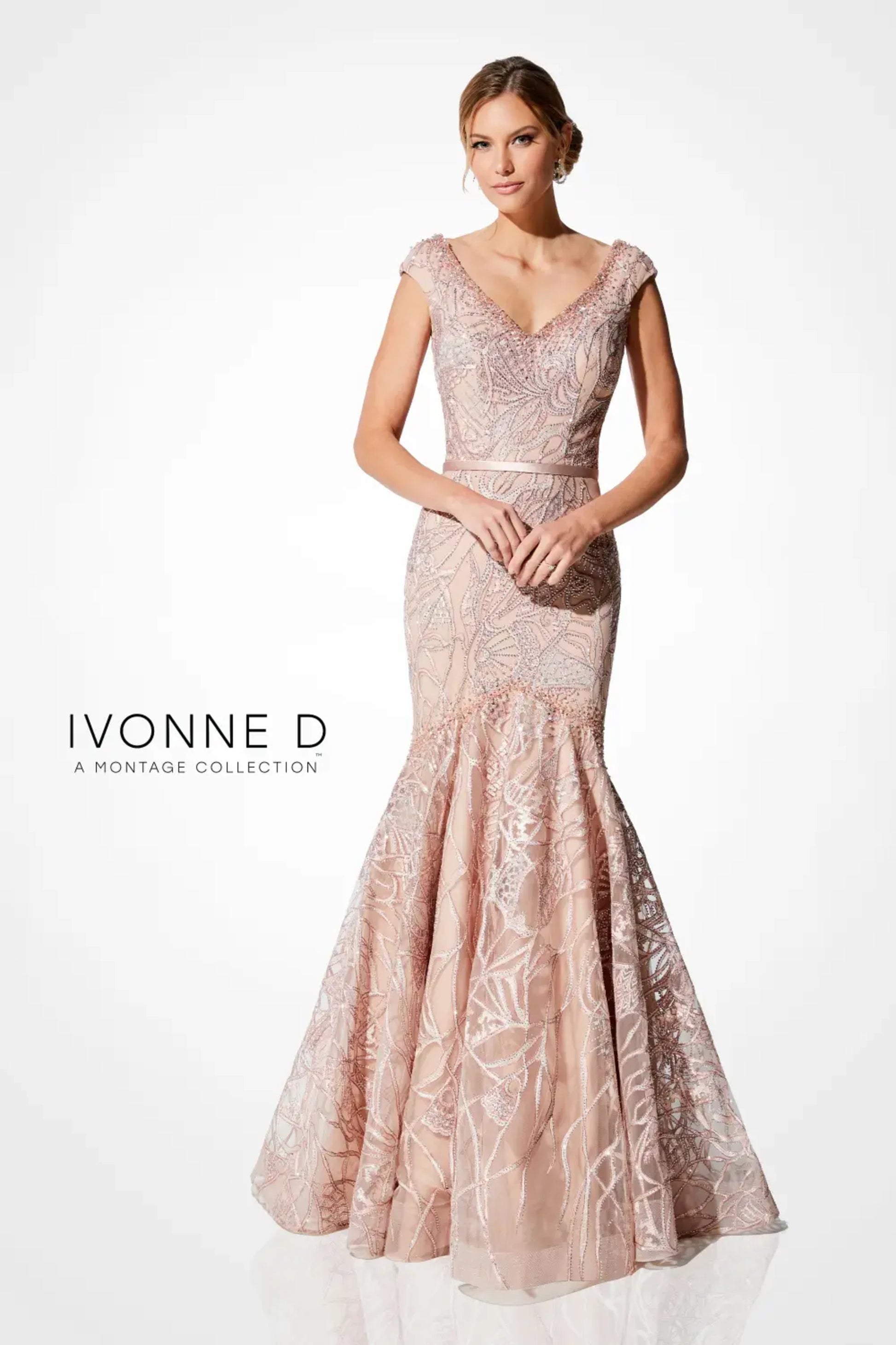 Ivonne D 221D53 Long Mother of the Bride  Formal Beaded Lace Dress