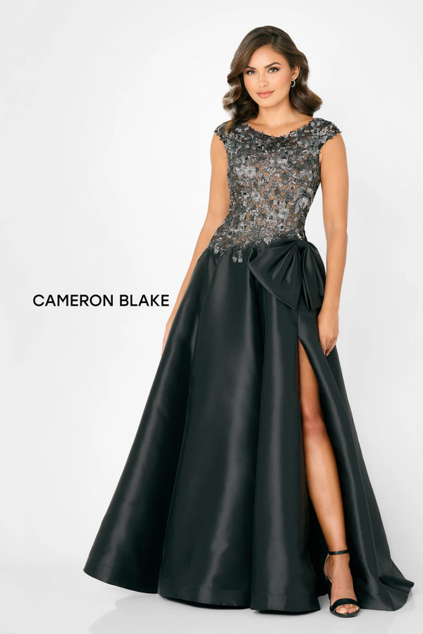 Cameron Blake CB778 Long A Line Formal Evening Floral Applique Dress