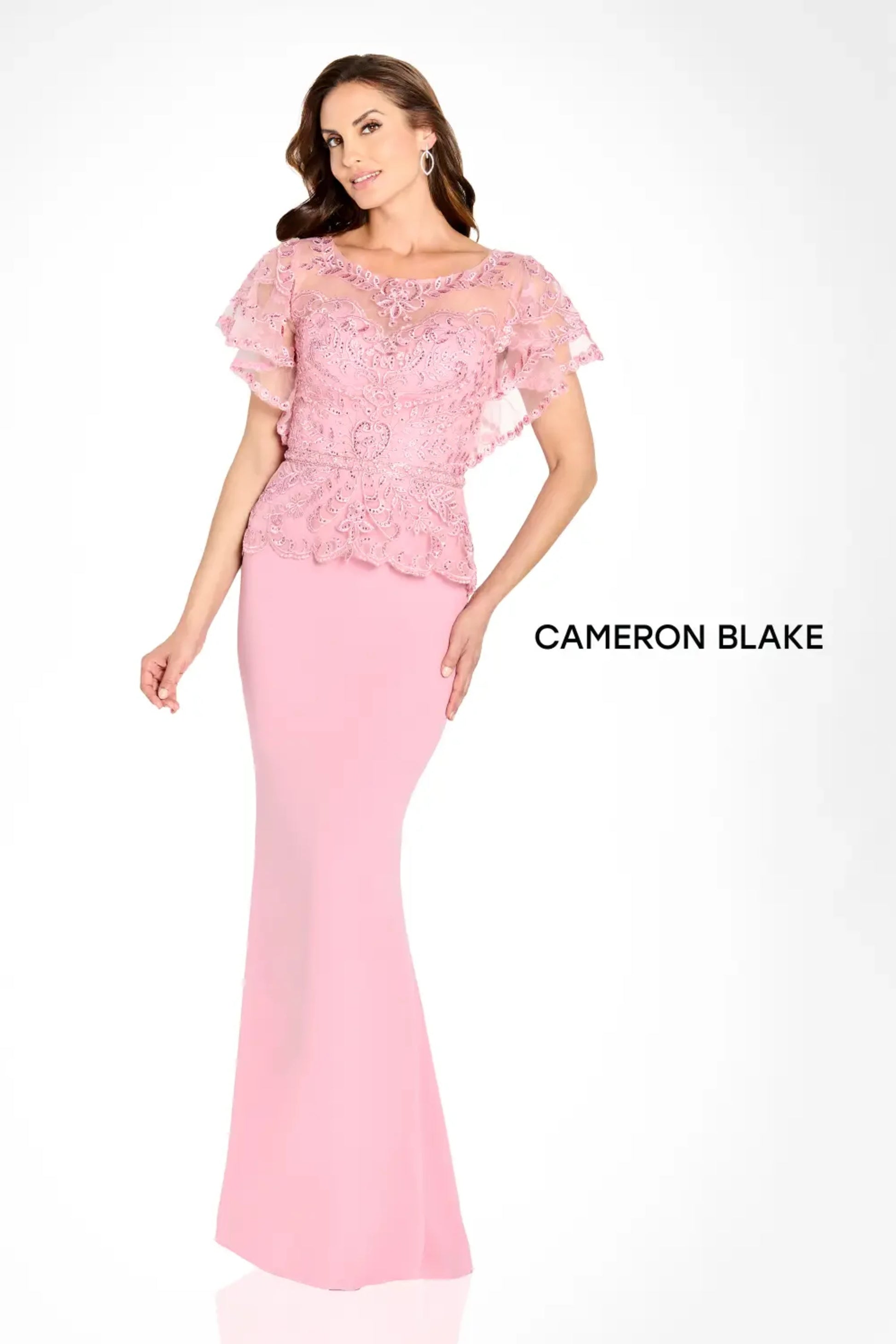 Cameron Blake CB131 Beaded Long Lace Mother of the Bride Dress