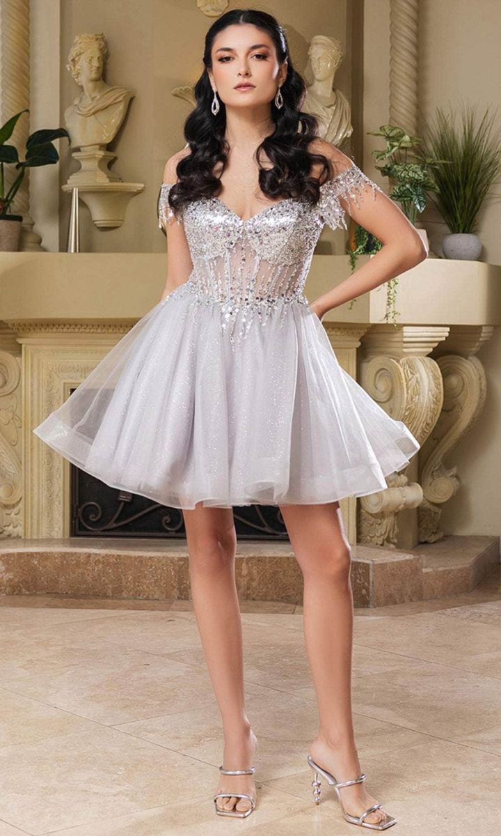 Off-the-Shoulder Mini/Short Tulle Cocktail A-Line May Queen 2129