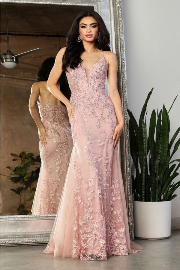 V-Neck Floor-Length Tulle Prom Mermaid Dress May Queen MQ2030
